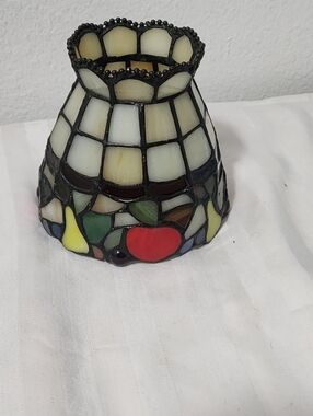 Stained Glass Fruit Shade with Red Apple Motif